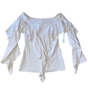 NWT Susana Monaco Ruffled Long Sleeve Top in size small